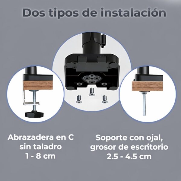 Soporte Doble Para Monitor o Pantalla Ajustable 13 a 30 Pulgadas Máxima Ergonomía y Productividad