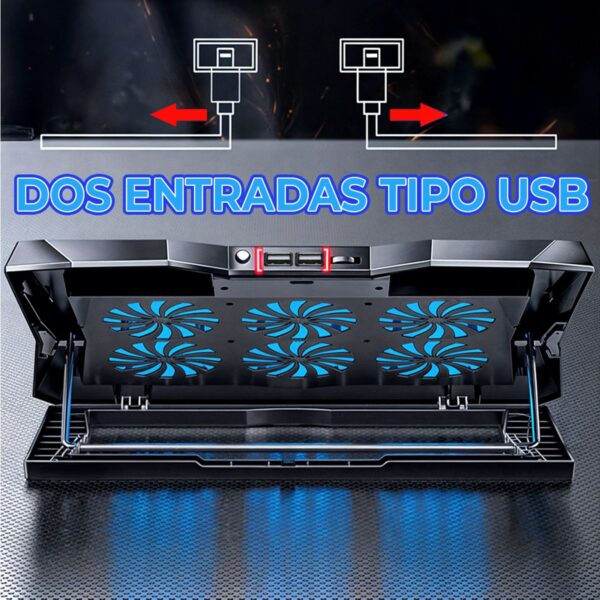 Base Enfriadora 6 Ventiladores USB para Laptop de 12 a17 Pulgadas Rendimiento sin Calor