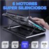 Base Enfriadora 6 Ventiladores USB para Laptop de 12 a17 Pulgadas Rendimiento sin Calor