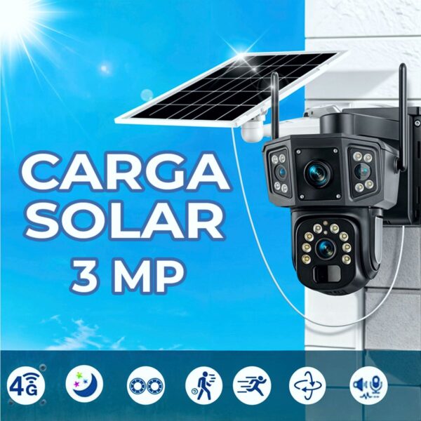 Cámara de Seguridad Solar 4G 3MP HD Doble Lente Vigilancia Exterior Autónoma y Conectada en Todo Momento
