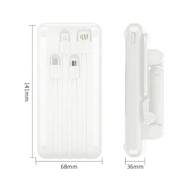 Power Bank 2 en 1 con Base Soporte + 4 Cables Integrados 10000 mAh Energía Portátil y Organización Total