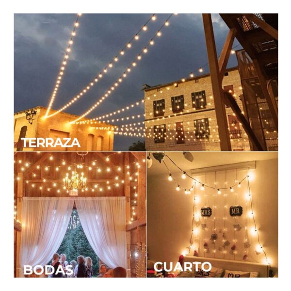 Guirnalda de Luces 7.5m 25 Focos G40 Impermeable Ambiente Cálido y Decoración Perfecta