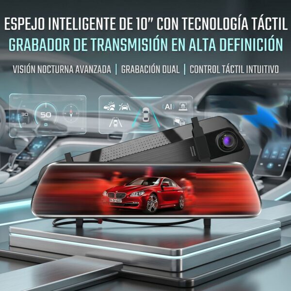 Dashcam Cámara Retrovisor 4K Mas Camara de Reversa Evidencia Clara y Conducción Segura