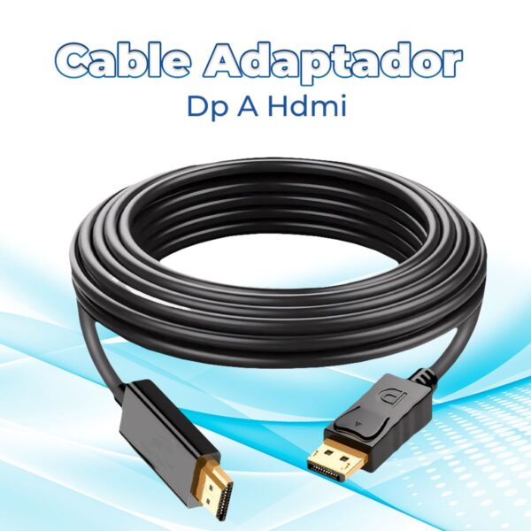 Cable DisplayPort a HDMI 4K 1.8m Conectores Dorados Conexión Estable y Ultra Definición