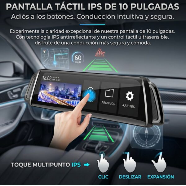 Dashcam Cámara Retrovisor 4K Mas Camara de Reversa Evidencia Clara y Conducción Segura