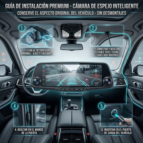 Dashcam Cámara Retrovisor 4K Mas Camara de Reversa Evidencia Clara y Conducción Segura