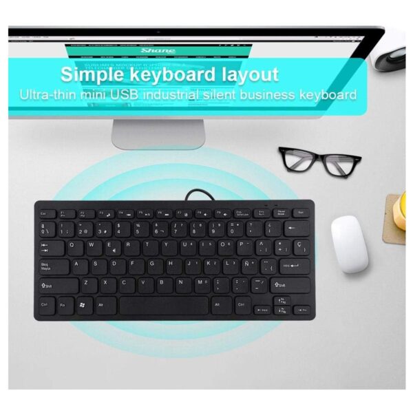Mini Teclado USB 78 Teclas Español Compacto y Confiable para Tu Escritorio