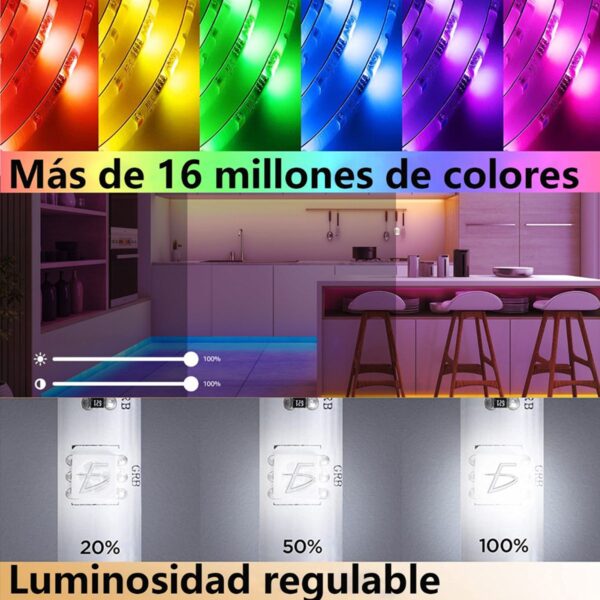Tira LED RGB 5m Control y App Bluetooth Iluminación Inteligente y Ambiente Personalizado