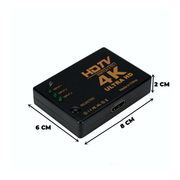 Switch HDMI 4K 3 Puertos con Control Remoto  Conecta Consolas y PC en una Sola Pantalla