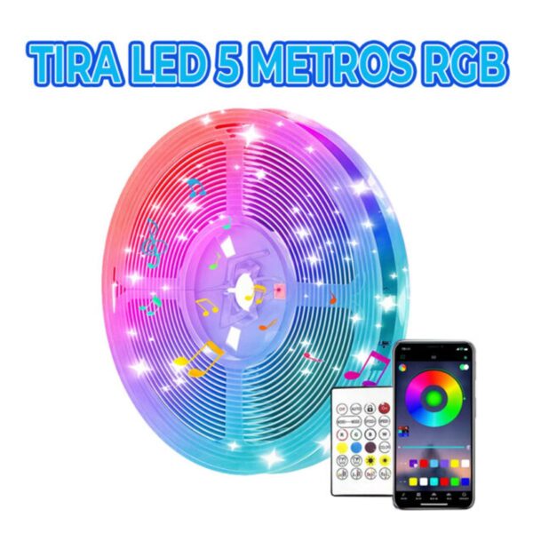 Tira LED RGB 5m Control y App Bluetooth Iluminación Inteligente y Ambiente Personalizado