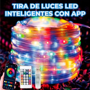 Tira Cadena de Luces LED RGB 10m con Control y App Bluetooth Alimentacion USB