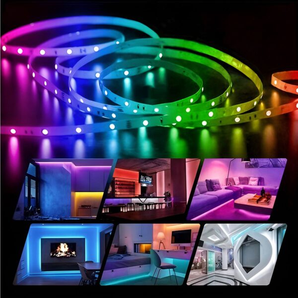 Tira LED RGB 5m Control y App Bluetooth Iluminación Inteligente y Ambiente Personalizado