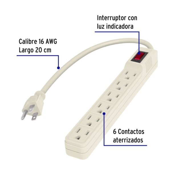 Multicontacto Volteck 6 Entradas  Seguridad y Energía Confiable en tu Hogar