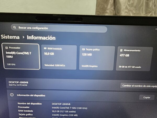 Laptop Dell Pro 14 Ultra 7, 16gb Ram, Ssd 512gb, 14 FHD (Reacondicionado)