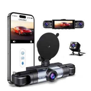 Dash Cam 4 Cámaras 1080P Full HD  Evidencia Total con WiFi y Modo Estacionamiento
