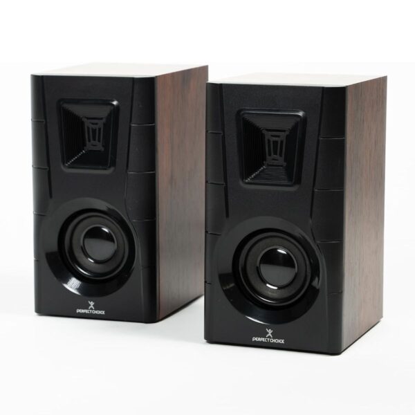 Perfect Choice Bocinas para Computadora Acabado de Madera  Sonido 2.0 Claro y Elegante