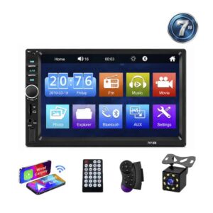 Autoestéreo Inalámbrico 7” Doble Din CarPlay y Android Auto Pantalla Touch Mandos al Volante