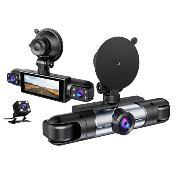 Dash Cam 4 Cámaras 1080P Full HD  Evidencia Total con WiFi y Modo Estacionamiento