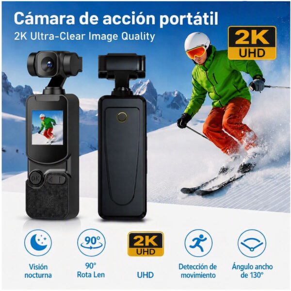 Cámara de Acción 4K WiFi  Lente con Giro Ajustable para Aventuras Extremas