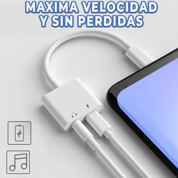Cable Adaptador 2 en 1 Tipo C a Jack 3.5mm  Carga y Audio Simultáneos