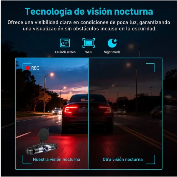 Dash Cam 4 Cámaras 1080P Full HD  Evidencia Total con WiFi y Modo Estacionamiento