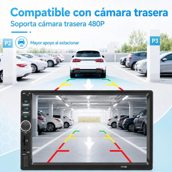 Autoestéreo Inalámbrico 7” Doble Din CarPlay y Android Auto Pantalla Touch Mandos al Volante