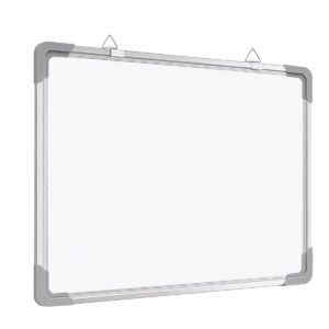 Pizarron Magnetico Blanco Doble Cara de 40x60 cm con Argollas de Montaje para Pared