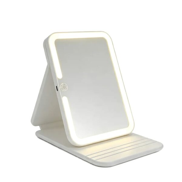 Espejo de Tocador Plegable con Iluminación LED de 3 Tonos de Luz y Ángulo Ajustable