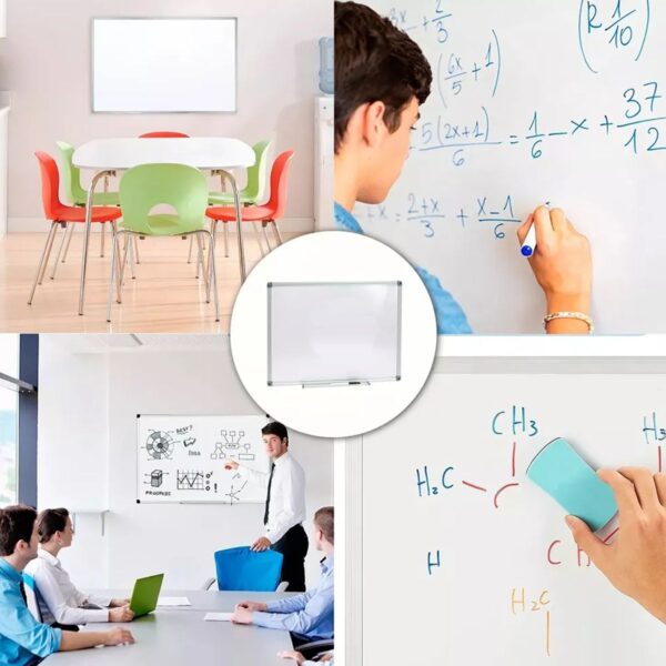 Pizarron Magnetico Blanco Doble Cara de 40x60 cm con Argollas de Montaje para Pared