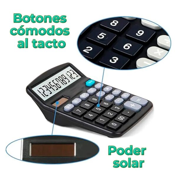 Calculadora de Escritorio de 12 Dígitos con Doble Alimentación Solar y Batería para Oficina y Negocio