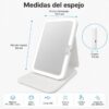 Espejo de Tocador Plegable con Iluminación LED de 3 Tonos de Luz y Ángulo Ajustable