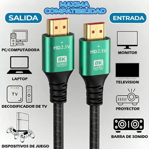 Cable HDMI 2.1 Ultra High Speed de 5 Metros con Soporte 8K y 4K a 120Hz para Gaming y Cine en Casa