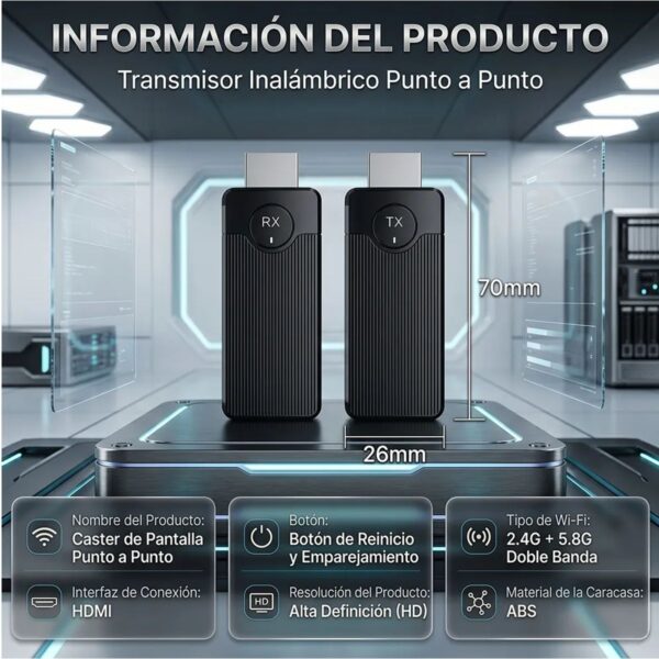 Transmisor y Receptor HDMI Inalámbrico 50mt Plug and Play con Soporte de Resolución 4K y 1080p