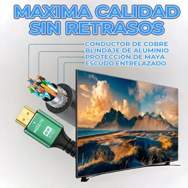 Cable HDMI 2.1 Ultra High Speed de 5 Metros con Soporte 8K y 4K a 120Hz para Gaming y Cine en Casa